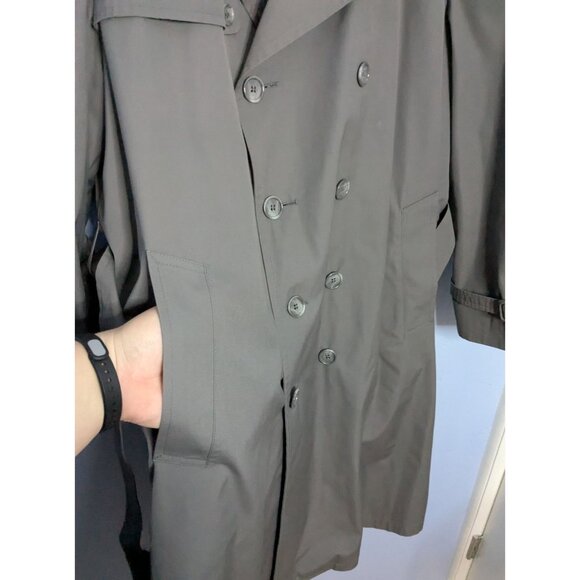 London Fog Men's Grey Trench Coat 46 Reg Lined double breasted - Picture 15 of 16